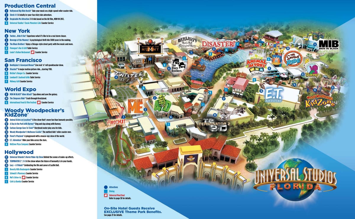Universal Studios Orlando, نقشه پارک