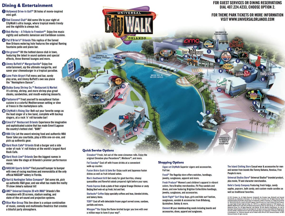 Universal Orlando citywalk نقشه